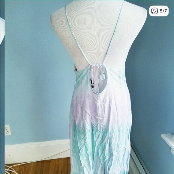 2/$40 Purple and Mint Pastel Tie Dye Maxi Dress Size Small - Picture 6 of 7